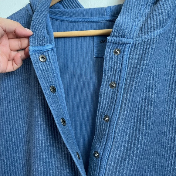 Aerie Oversized Textured Henley Hoodie Blue Pullover - Picture 7 of 15